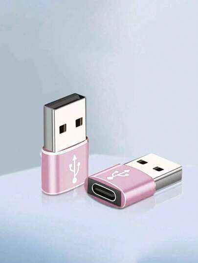 1pc Aluminum Alloy Usb To Type-c Adapter For Charging And Data Transfer, Compatible With Phones, Computers, Cameras