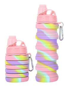 1pc Silicone Foldable Water Bottle Collapsible Water Bottles, Reusable Foldable Lightweight Sports Water Bottle For Travel Gym Camping Hiking,Outdoor Water Bottle Leak-Proof And Fall-Proof,Presents For Father And Brothe - Multicolor - View 8