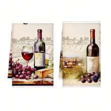 2pcs Wine Dish Towel Set - Fun Kitchen Cleaning Cloths For Wine Glasses - Multi-Purpose Absorbent Bar Towels - Grape Wine Gifts - Suitable For Kitchen Home Decorations,Kitchen,Bathroom,Home,Household Supplies - Multicolor - View 15