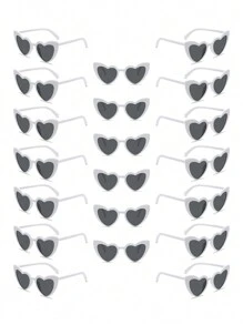 20 件女士新款不对称心形眼镜，独特的心形设计，多色装饰，时尚眼镜，适合夏季海滩度假、户外、旅行的假日装扮 - 彩色 - 查看 15