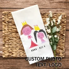 1pc Personalized Dish Towel With Child's Drawing, Design Your Own, Grandma Gift, Mom Gift, Gift For Teacher, Custom Kitchen Towel, Tea Towel - Multicolor - View 5