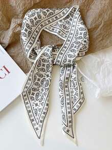 4件套优雅女士真丝围巾和花卉图案发带，日常和度假皆宜，猫耳发带，吸汗带，适合学校、学院、秋冬季节，女士发饰，柔软头巾，女士时尚发带 - 多色 - 查看 3