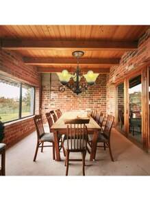 Candil De Techo, Luz Ideal, C11 Herrería, Chocolate 3 Brazos - pantalla blanca - Ver 5