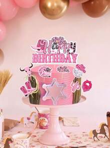 8 piezas Decoraciones de pastel de vaquero y vaquera con sombrero y bota, cumpleaños de vaquero y vaquera para fiesta temática del oeste, suministros y favores para fiesta - Multicolor - Ver 7