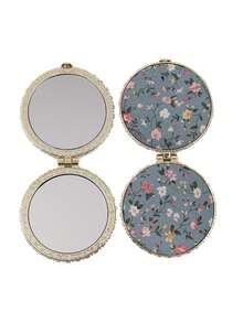 1pc Portable Heart-Shaped Folding Makeup Mirror With Cute Cloth Cover And Printed Pattern,Double Side Cosmetic Mirror Compact Vanity Mirror, Pocket Mirror,Living Room Home Bedroom Bathroom House Decor, Travel Stuff, Wedding, Party, Birthday, Gifts For Men Mom Dad Best Friends Teacher, New Years, Accessories, Funny Gift