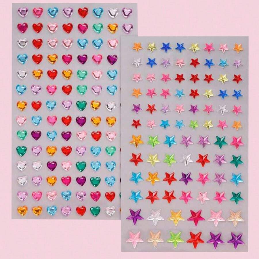 2pcs Multicolor Face Gems, Body Gems, Hair Gems Party Stickers