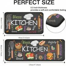2入組防疲勞廚房地墊，防滑柔軟廚房地墊，防水農舍廚師地墊，適用於水槽、洗衣間、機洗易清潔廚房餐墊，廚房用具、食品、烹飪、露營、度假、海灘、房間裝飾、整理、派對和旅行 - 彩色 - 查看 3