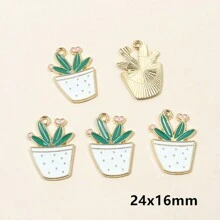 10 件珐琅仙人掌花植物吊坠适用于珠宝制作用品油 DIY 项链耳环配件 - 仙人掌 - 查看 16