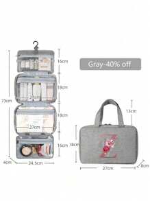 1 件，旅行洗漱包，化妆品收纳袋，壁挂式收纳袋，适用于淋浴房配件，便携式化妆品收纳袋化妆包化妆包化妆品收纳袋 - 灰色 - 查看 11