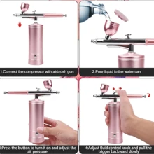 Multi-Functional Electric Manicure Spray Gun Handheld Oxygen Injector High-Pressure Essence Infusion Moisturizing Sprayer, Specialized In Gradient Coloring For Crafts With Air Pump - Pink - View 7