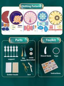 5/10 件/套创意 DIY 女孩时装设计套件，包括贴纸艺术和工艺材料，无需缝纫，是生日、万圣节、圣诞节或感恩节的理想礼物 - 彩色 - 查看 3
