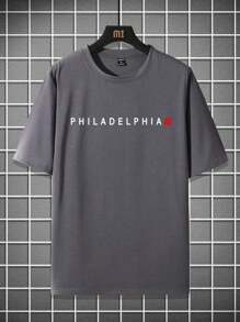 Manfinity Homme homens Camiseta carta gráfica