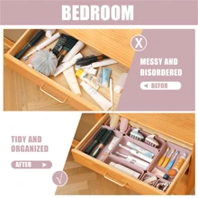 16 PCS Plastic Drawer Organizer Bins, Desk And Bathroom Drawer Organizer Trays, Vanity Storage Bins For Makeup, Jewelry, Utensils, Gadgets, Junk, Kitchen, Bedroom, Bathroom And Office Halloween Decorations Halloween Costumes Autumn Decor Festival Decor Back To School Dormitory Storage - Purple - View 6