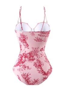 Maiô Modesto de Peça Única com Controle de Barriga, Traje de Banho Estilo Francês Retrô com Saia de Cobertura, Adequado para Férias, Praia, Spa de Verão