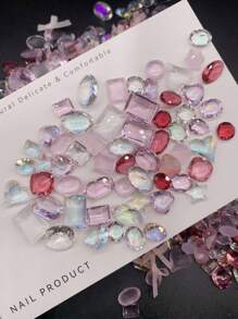 Accessori per unghie, forniture per unghie, charms per unghie stile Y2K, rosa e colorati, decorazione unghie a tema sirena, strass trasparenti, trapano per unghie trasparente per fai da te, 30/50/100 pezzi di punte di unghie con diamanti multicolore in confezione mista