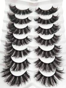 Asiteo 7 Pairs Soft Fluffy Wispy Natural Faux Mink Eyelash Makeup Natural Long Thick Eyelash Extension Reusable False Eyelash - 黑色 - 查看 6