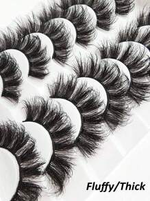 Asiteo 7 Pairs Soft Fluffy Wispy Natural Faux Mink Eyelash Makeup Natural Long Thick Eyelash Extension Reusable False Eyelash - 黑色 - 查看 2