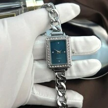 1 pieza Reloj pulsera de mujer de moda vintage colorido, reloj de cuarzo cuadrado adecuado para decoración diaria