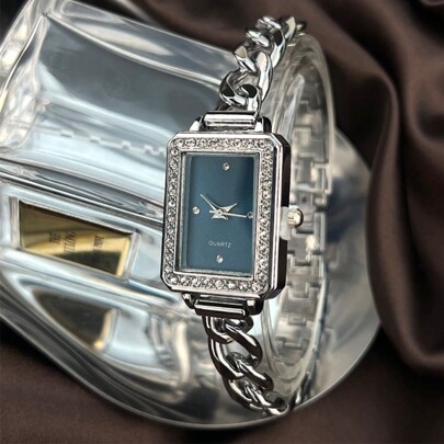 1pc Women's New Vintage Fashion Colorful Bracelet Watch, Square Quartz Watch Suitable For Daily Decoration