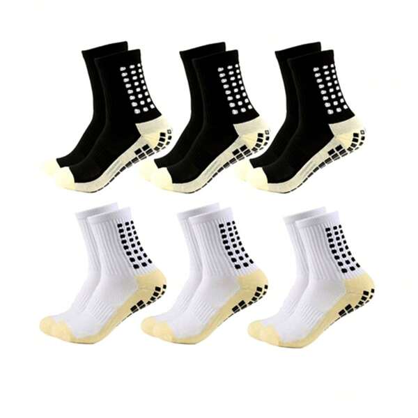 6 pares de calcetines de fútbol de goma antideslizantes, parte inferior de rizo que absorbe el sudor y transpirable Antiolor Y Absorbentes  para proteger los  tobillos