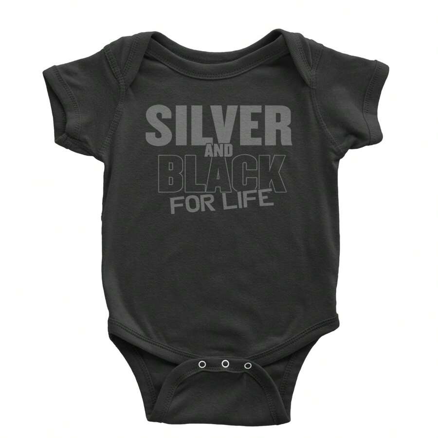 Silver And Black For Life Football Fan Infant One-Piece Romper Bodysuit And Toddler T-Shirt - Lavender - 查看 1