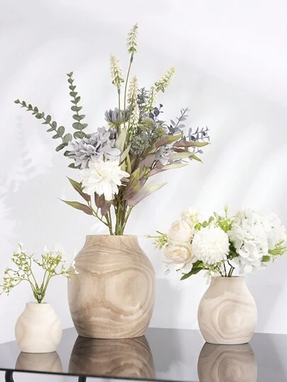 1入組現代極簡風格木質花瓶，復古鄉村花盆瓶，適用於乾花綠植家居客廳桌面裝飾