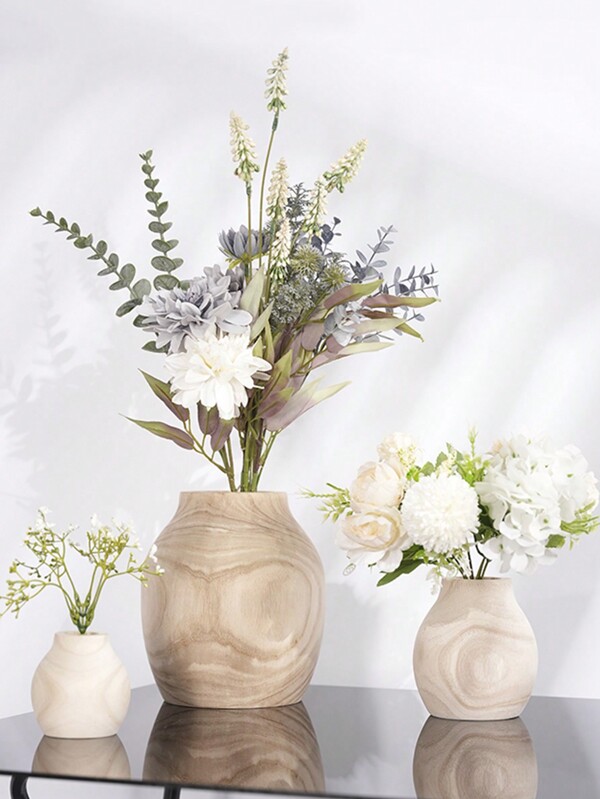 1pc Modern Minimalist Wooden Vase Retro Rustic Flower Pot Bottle For Dried Floral Plants Home Living Room Table Decor Gifts Birthday Graduation Home Decor Back To School Room Decor School Supplies