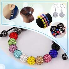 10mm水鑽裝飾迪斯科球粘土珠子,聚合物粘土水鑽珠子圓形適用於DIY首飾配件 - 彩色 - 查看 9