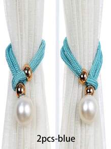 A Pair Of Pearl Decorative Curtain Tiebacks For Room Decor, Luxe And Minimalistic Style, Adjustable Curtain Clips With No Need For Drilling No-Drill