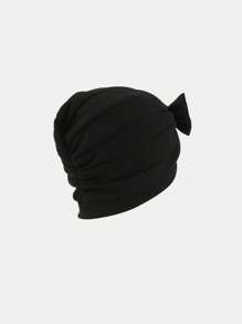 One New Solid Color Women's Knitted Beanie Bohemian Style Wrinkled Bowknot Turban Hat Soft Breathable Easy-To-Wear Comfortable Suitable For Everyday Use Winter Fall Valentine's Day Valentines