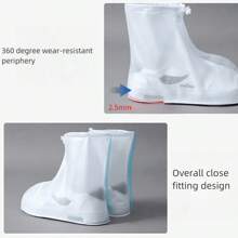1 Pair Waterproof Shoe Covers, Anti-Slip PVC Galoshes Protective Covers, Suitable For Bicycle, Camping, Travel (Please Order 1 Size Up For Sneakers, 2 Sizes Up For Boots, Random Letter On Sole) - White - View 5