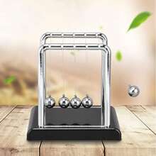 1 pieza/2 piezas Cuna de Newton, péndulo clásico con 5 bolas, objeto decorativo de física para tu escritorio, plata, tres tamaños