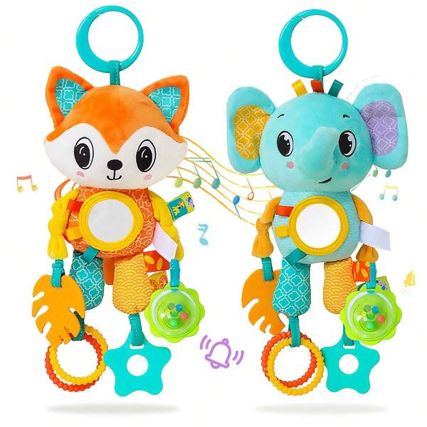 Christmas Decoration Baby Plush Toys, Stroller Toy With Sensory Details Car Seat Toys, Hanging Rattle Toys For Crib Mobile, Newborn Sensory Toy Best Gift Baby,Accessories Random Color