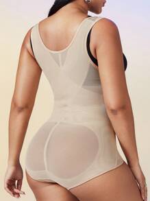 1 pieza Mono de control corporal para mujer de talla grande, con malla transpirable, control de barriga, levantamiento de glúteos, faja de cintura, moldeador de vientre plano, entrenador de cintura, elevador de glúteos de cintura alta