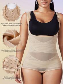 1 pieza Mono de control corporal para mujer de talla grande, con malla transpirable, control de barriga, levantamiento de glúteos, faja de cintura, moldeador de vientre plano, entrenador de cintura, elevador de glúteos de cintura alta