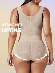 1 pieza Mono de control corporal para mujer de talla grande, con malla transpirable, control de barriga, levantamiento de glúteos, faja de cintura, moldeador de vientre plano, entrenador de cintura, elevador de glúteos de cintura alta
