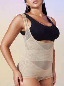 1 pieza Mono de control corporal para mujer de talla grande, con malla transpirable, control de barriga, levantamiento de glúteos, faja de cintura, moldeador de vientre plano, entrenador de cintura, elevador de glúteos de cintura alta