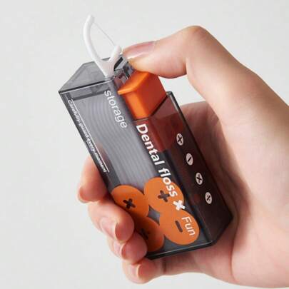 Portable Automatic Tooth Floss Dispenser With 10 Disposable Floss Sticks, Press Type Teeth Cleaning Floss Holder