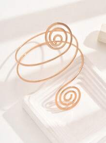 1 pieza Pulsera de moda exagerado abierto fin de metal espiral textura para mujeres