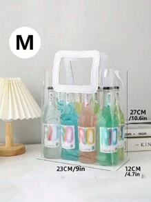 1pc Thick Transparent Pvc Handbag,PVC Beach Bag Holiday Party Tote Bags, Gift Bags, Reusable Clear Tote Bags, Shopping Bags, Party Bags, Craft Tote Bags, Party Favors Bags, Wedding Favor Candy Box Handbag, Gift Souvenir Bag, For Wedding Party & Birthday Gift Wrapping (Without Ribbon) - White - View 9