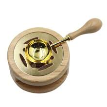 1set Wax Seal Warmer Kit, Wooden Wax Seal Furnace With Melting Spoon Seal Wax Melting Furnace Tool For Melting Wax Seal Beads Or Sealing Wax Sticks Back To School,Back To School,School Supplies