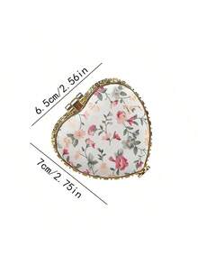 1pc Portable Heart-Shaped Folding Makeup Mirror With Cute Cloth Cover And Printed Pattern,Double Side Cosmetic Mirror Compact Vanity Mirror, Pocket Mirror,Living Room Home Bedroom Bathroom House Decor, Travel Stuff, Wedding, Party, Birthday, Gifts For Men Mom Dad Best Friends Teacher, New Years, Accessories, Funny Gift