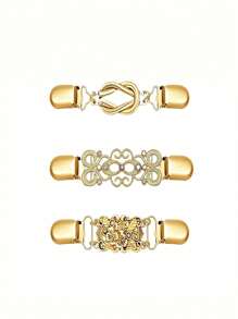 3pcs Set Sweater Cape Collar Vintage Flower Cardigan Brooch, Suitable For Women - Multicolor - View 8