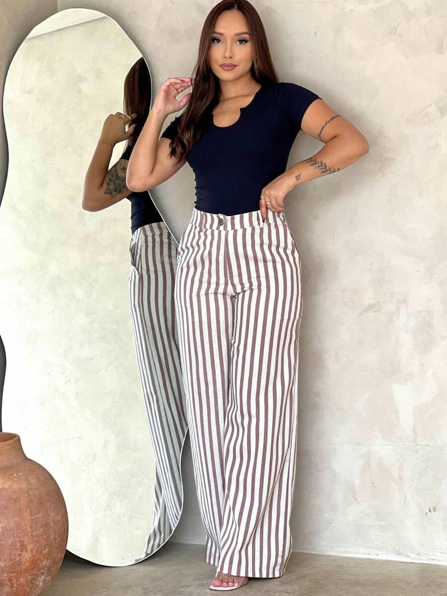 Women Pants - 卡其色 - 查看 1