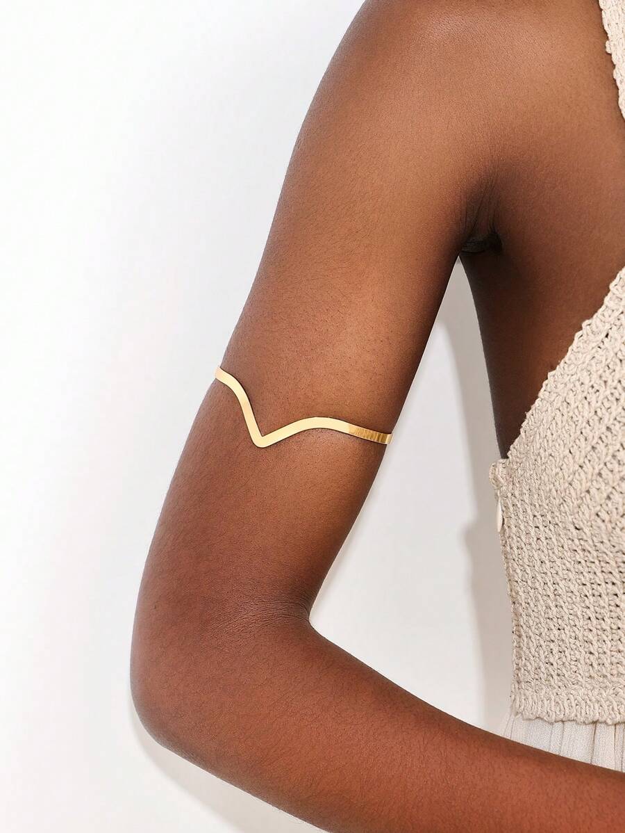 1pc Metal Geometric Hollowed-Out Open Ring, Fashionable And Bold Personal Style - Yellow Gold - View 1