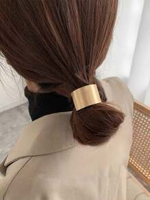 1pc Gold Elegant & Simple Metal Hair Tie With Buckle For Casual Or Formal Styles,Gold Head Piece,Hair Accessories,Ponytail ,Hair Elastics,Hair Rope,Hair Ties Ponytail Holders