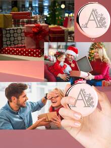 1pc Rose Gold Engraved Alphabet Series Portable Vanity Mirror, Foldable, Lightweight And Ultra-Thin, Quality Stainless Steel, Silver-Colored Nano-Electroplated Border, Exquisite Details, Suitable For All, Foldable, Square-Shaped, Portable Pocket Mirror, Classic And Luxurious Element Style, With Exquisite Details And Unique Character Design Of Name Initials, Blessings, Inspirational Characters And Patterns, The Folding Structure Ensures Durability And Reliability, Resistant To Falls And Convenient To Carry, Makeup Mirror With 180° Flip Cover, Multi-Functional Mini Mirror, Compact Mirror, Suitable For Daily, Festive, Birthday, Christmas, New Year Gifts, Small Bag Companion, Pocket-Size For Convenient Storage, Suitable For Various Occasions Such As Traveling, Gathering, Working, Studying, Suitable For All Ages, Suitable For Emotional Couples, Students, Teachers, Friends, Sisters, Women, Girls, Fathers, Mothers, Grandfathers, Grandmothers, Aunts, Nieces, Best Friends, Bosses Or Colleagues. - Rose Gold - View 3