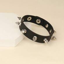 3PCS/Set Black Goth Emo Boho Bracelets For Men Women Punk Gothic Spike Rivets PU Leather Bracelet Bangles Party Jewelry Gift - Black - View 4