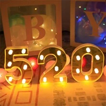1 Set de Luces de ambiente cálido con tema de cumpleaños de 1 a 100 años, decoraciones navideñas, decoración del hogar, luces decorativas de ambiente para el Día de San Valentín, luces decorativas para escena de propuesta, iluminación de ambiente para fiestas - Dorado - Ver 5