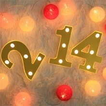 1 Set de Luces de ambiente cálido con tema de cumpleaños de 1 a 100 años, decoraciones navideñas, decoración del hogar, luces decorativas de ambiente para el Día de San Valentín, luces decorativas para escena de propuesta, iluminación de ambiente para fiestas - Dorado - Ver 6